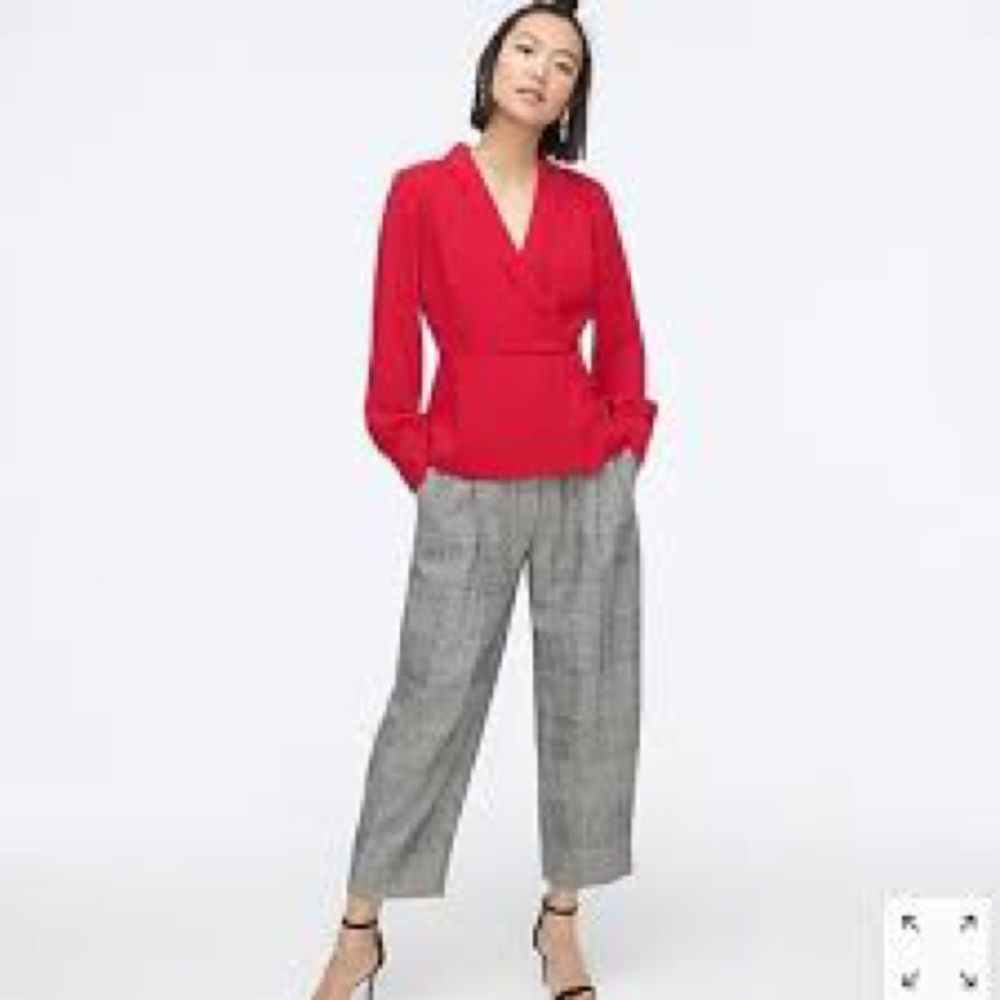J. Crew Drapey faux-wrap top in 365 crepe NWT